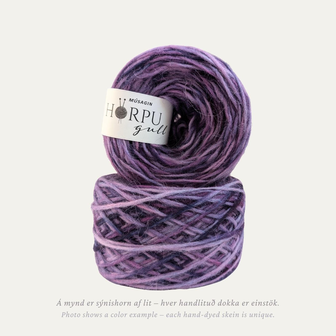 Hand-dyed Icelandic lopi yarn inspired by Italian toadflax in soft dusty purple tones