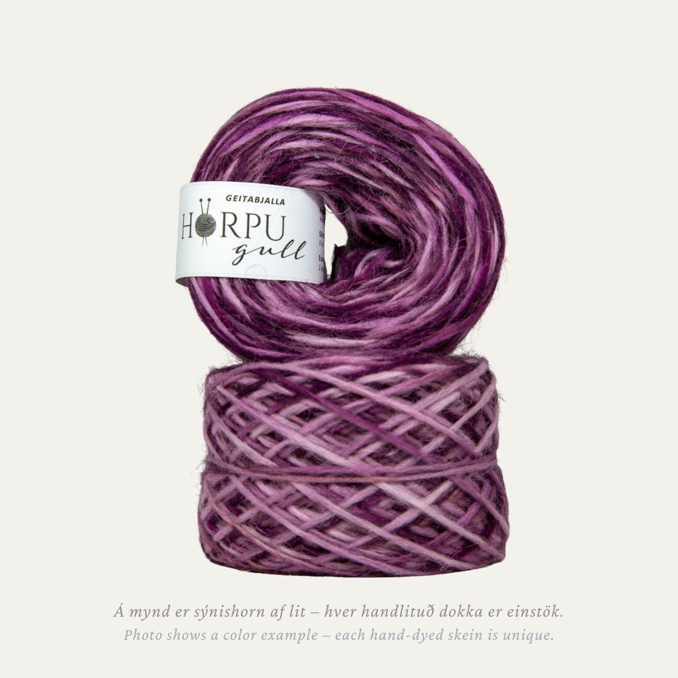 Hand-dyed Icelandic lopi yarn inspired by pasqueflower in soft purple tones