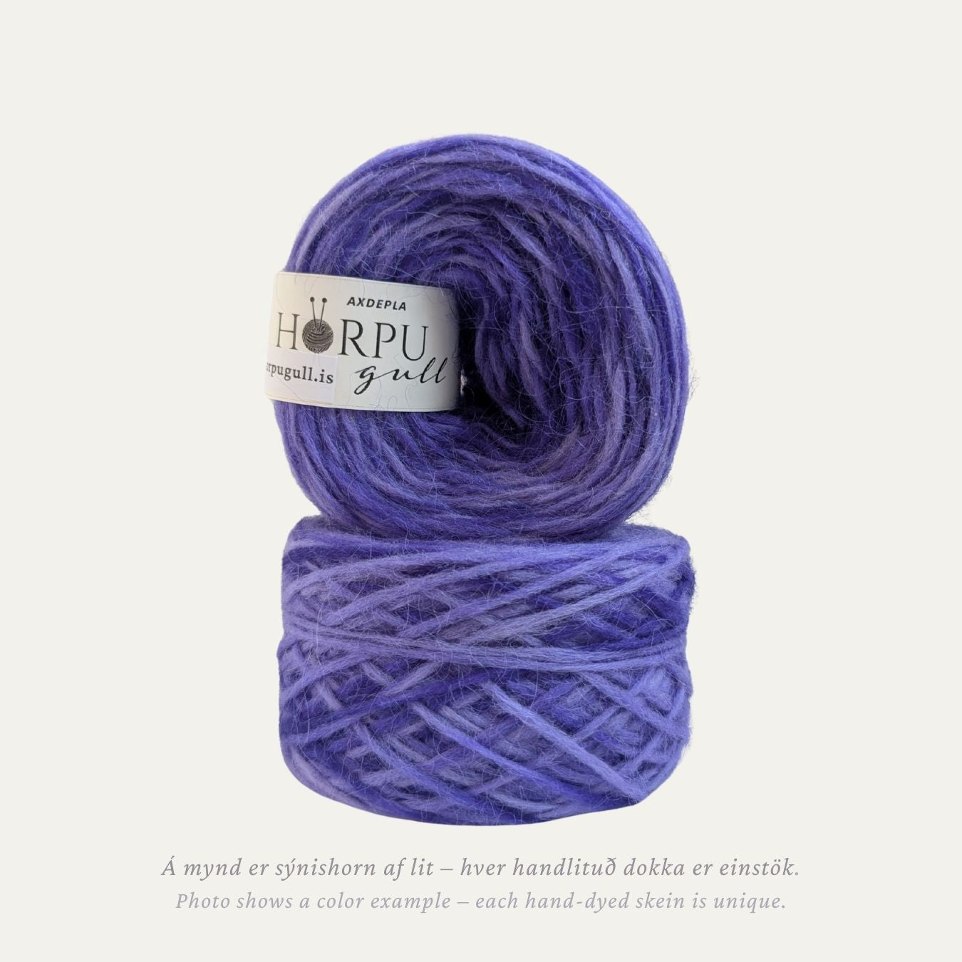Hand-dyed Icelandic lopi yarn inspired by spiked speedwell in blue-violet tones