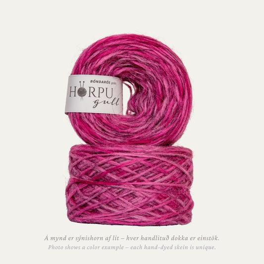 bondaros_grey_base_hand_dyed_icelandic_lopi_yarn_pink