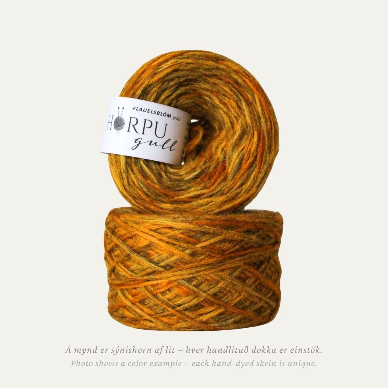 french_marigold_grey_base_hand_dyed_icelandic_lopi_yarn_gold_orange