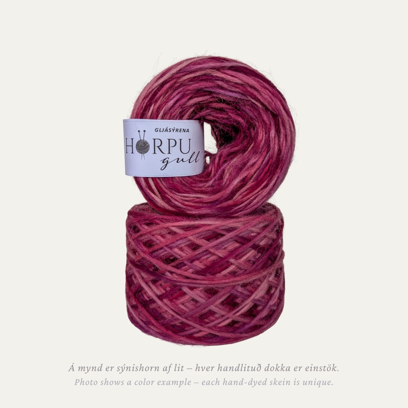 Hand-dyed Icelandic lopi yarn inspired by Hungarian lilac in deep pink-violet tones