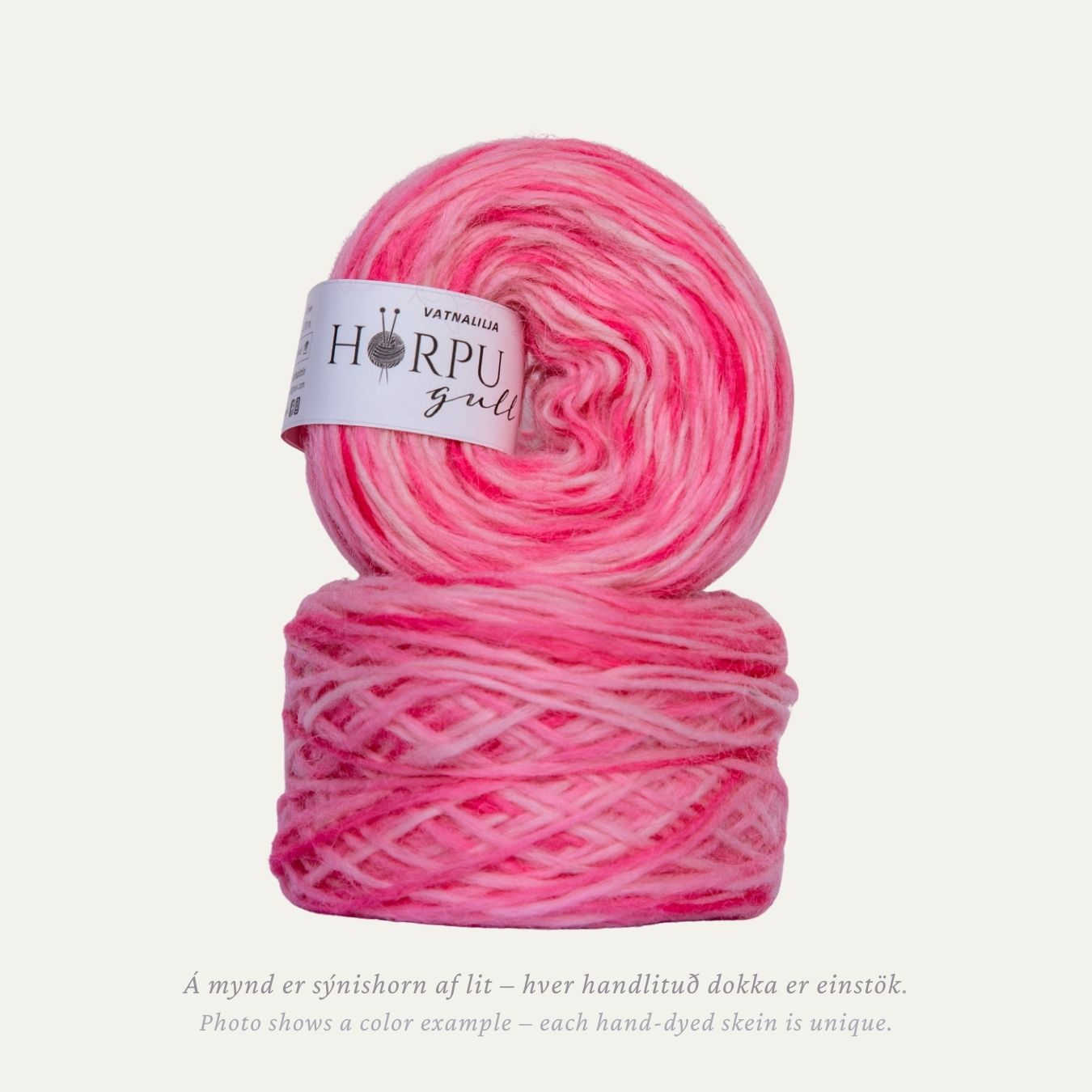 Vatnalilja hand-dyed Icelandic lopi yarn in soft pink tones made from 100% Icelandic wool